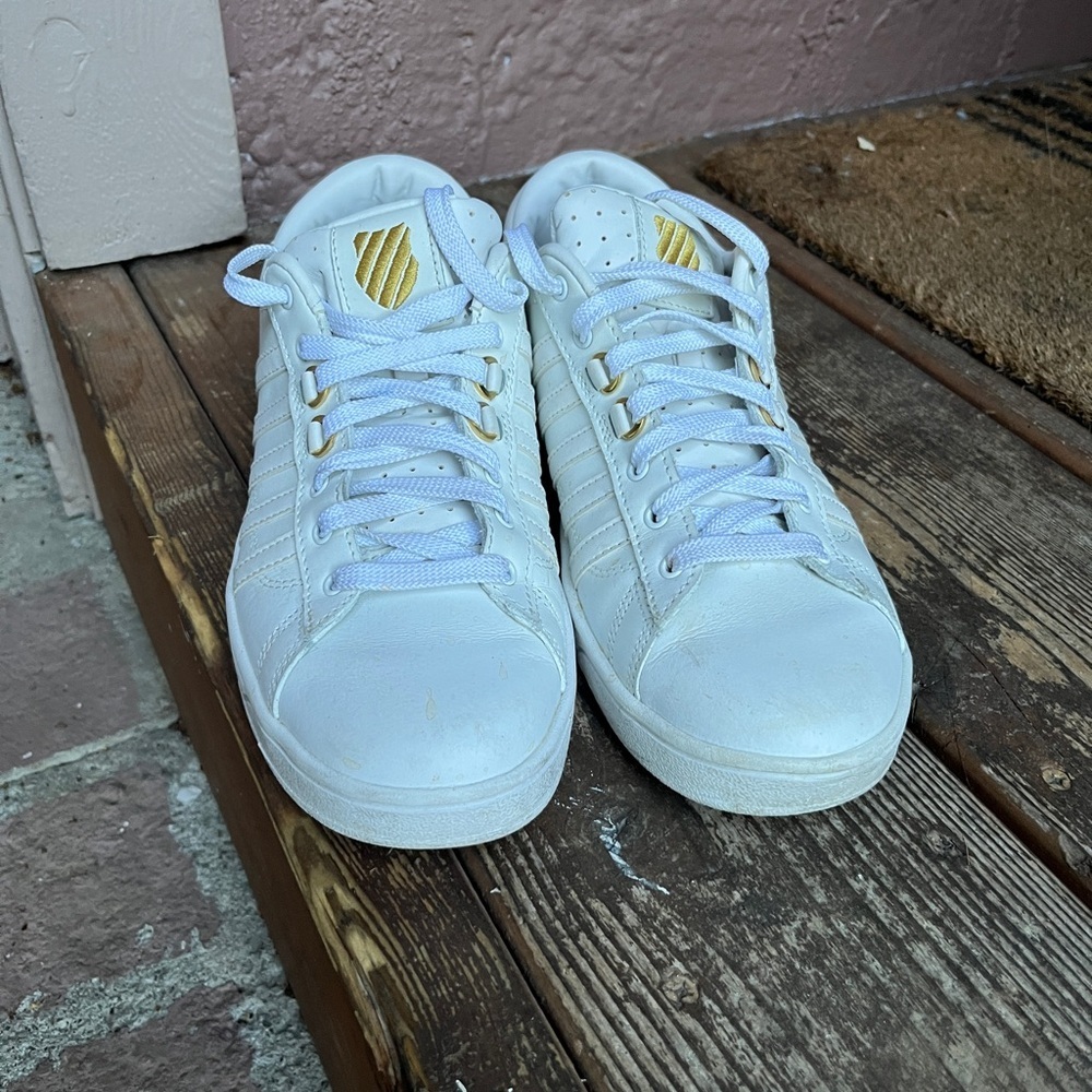 White and Gold Sneakers